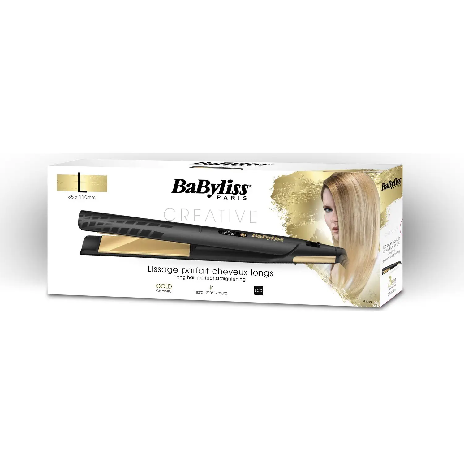 Babyliss ST430E Gold Ceramic Geniş Plakalı 235° Lcd Ekran Saç Düzleştirici