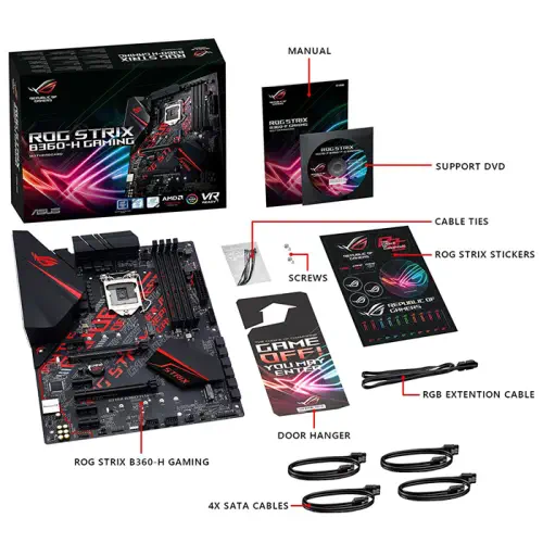 Asus Rog Strix B360-H Gaming Intel B360 Soket 1151 DDR4 2666MHz ATX Gaming (Oyuncu) Anakart