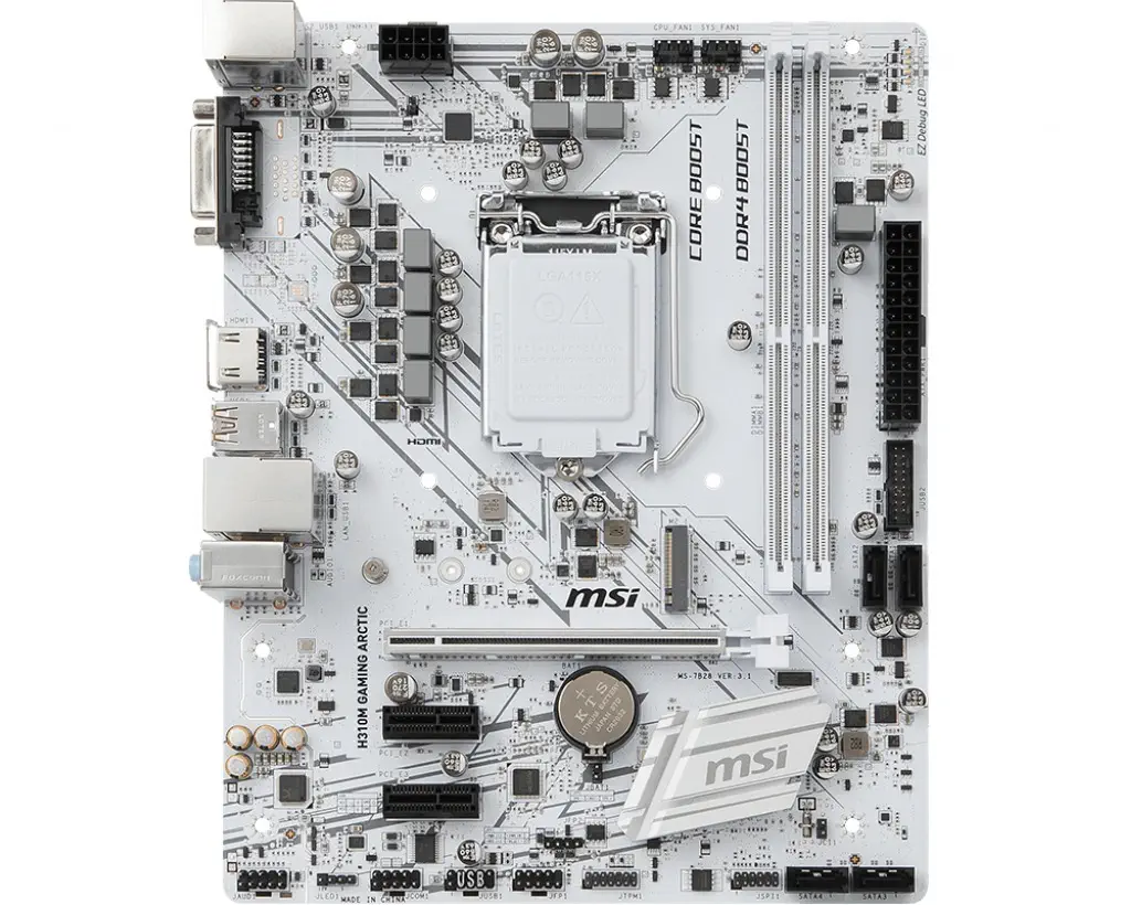 MSI H310M Gaming Arctic Intel H310 Soket 1151 DDR4 2666MHz mATX Gaming(Oyuncu) Anakart