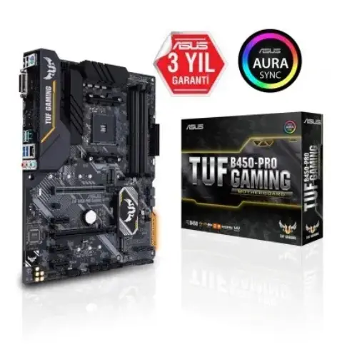 Asus Tuf B450-Pro Gaming AMD B450 Soket AM4 DDR4 4400(OC)MHz ATX Gaming (Oyuncu) Anakart