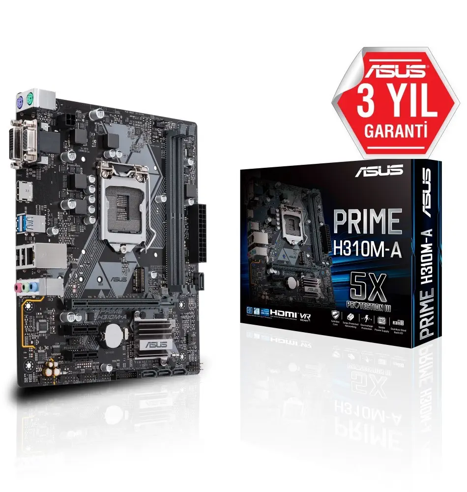 Asus Prime H310M-A R2.0 Intel H310 Soket 1151 DDR4 2666MHz mATX Gaming(Oyuncu) Anakart