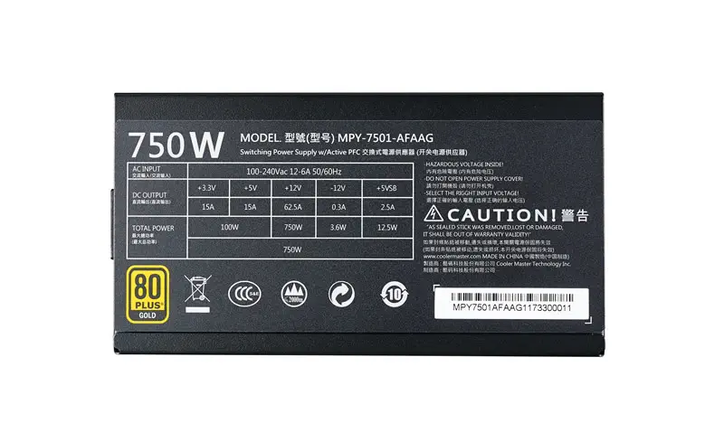 Cooler Master MWE Gold 750 MPY-7501-AFAAG-EU 750W 80+ Gold 120mm Power Supply