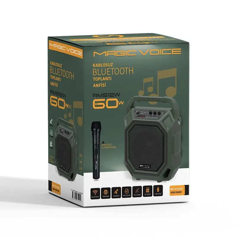 Magicvoice MV-10132AE Mikrofonlu USB-SD-BT Taşınabilir Ses Sistemi