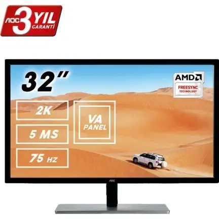AOC Q3279VWF 31.5″ QHD D-SUB DVI HDMI DP 5ms 75Hz 2K Led Monitör