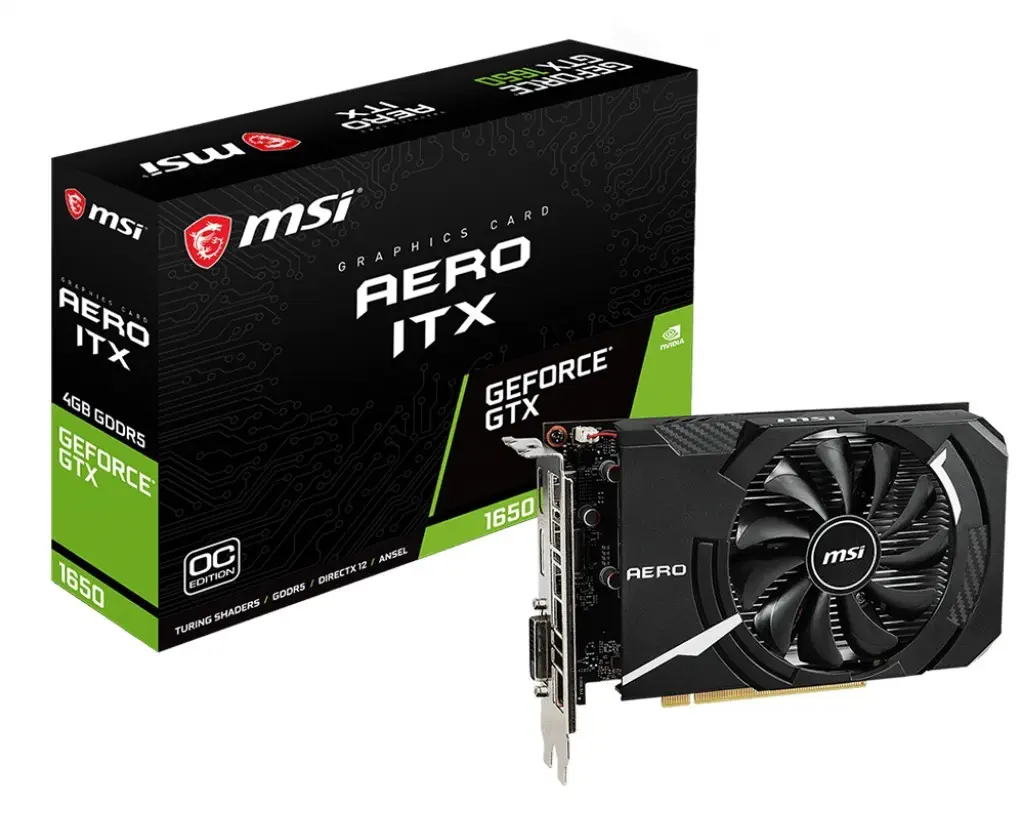 MSI GeForce GTX 1650 Aero ITX 4G OC 4GB GDDR5 128Bit DX12 Gaming Ekran Kartı