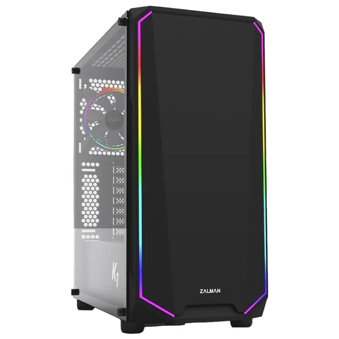 Zalman K1 USB 3.0 Midi-Tower Temperli Cam RGB LED Fan Siyah Gaming(Oyuncu) Kasa
