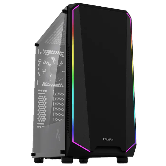 Zalman K1 USB 3.0 Midi-Tower Temperli Cam RGB LED Fan Siyah Gaming(Oyuncu) Kasa