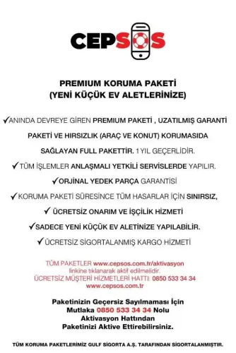 Cepsos Küçük Ev Aletleri Premium Garanti Paketi - 1 Yıl