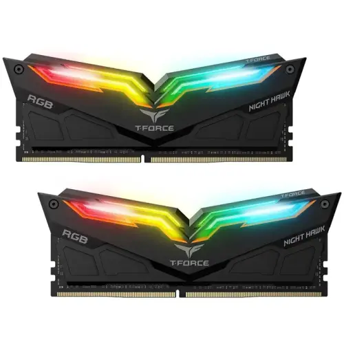 Team T-Force Night Hawk RGB Black 16GB (2x8GB) 3600MHz CL18 DDR4 Gaming Ram (TF1D416G3600HC18EDC01)