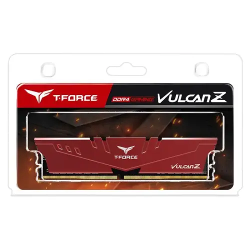 Team T-Force Vulcan Z Red 8GB (1x8GB) 2666MHz CL18 DDR4 Gaming Ram (TLZRD48G2666HC18H01)