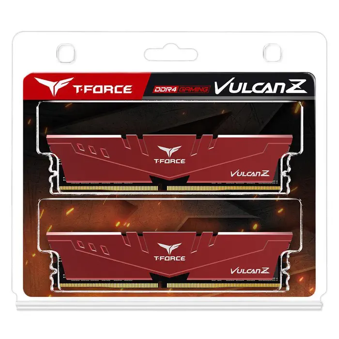 Team T-Force Vulcan Z Red 16GB (2x8GB) 2666MHz CL18 DDR4 Gaming Ram (TLZRD416G2666HC18HDC01)