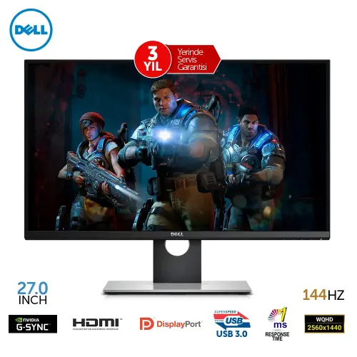 Dell S2716DG 27″ 1ms 144Hz G-Sync  QHD Gaming Monitör