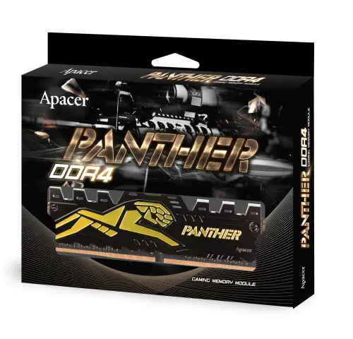 Apacer Panther 8GB DDR4 2400Mhz CL16 (1x8GB) Black-Gold Gaming Ram (Bellek) - EK.08G2T.GEC 