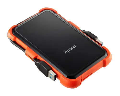 Apacer AC630 Siyah-Turuncu 1 TB Askeri Sınıf Darbeye Dayanıklı 2.5″ USB 3.1 Taşınabilir Harddisk (AP1TBAC630T-1) 