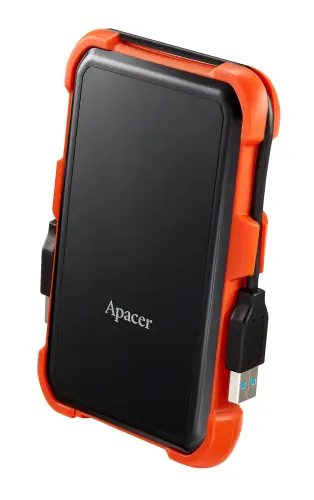 Apacer AC630 Siyah-Turuncu 2 TB Askeri Sınıf Darbeye Dayanıklı 2.5″ USB 3.1 Taşınabilir Harddisk (AP2TBAC630T-1) 