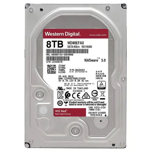 WD Red WD80EFAX 8TB 3.5″ 5400RPM 256MB Sata 3 NAS Harddisk