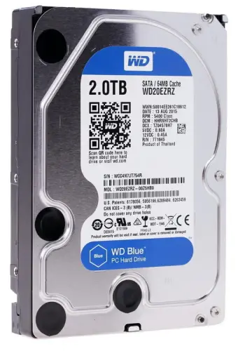 WD Blue WD20EZRZ 2TB 3.5″ 5400RPM 64MB SATA 3 Harddisk