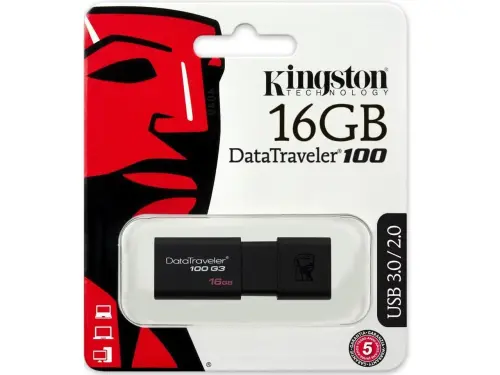 Kingston DataTraveler 100 G3 16GB USB 3.0 Siyah Flash Bellek - DT100G3/16GB