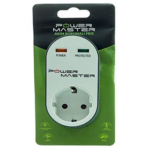 Powermaster PM-16620 Tekli Oval Kasa Akım Korumalı Priz
