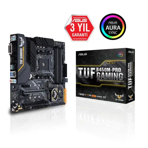 Asus TUF B450M-Pro Gaming AMD B450 Soket AM4 DDR4 4400(OC)MHz mATX Gaming(Oyuncu) Anakart