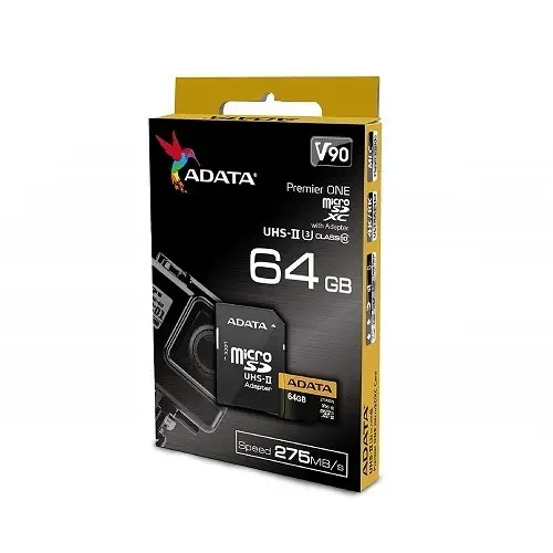 ADATA Premier One 64GB 275MB/s UHS-II Class10 V90 4K Ultra HD MicroSDXC Hafıza Kartı - AUSDX64GUII3CL10-CA1