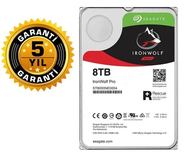 Seagate IronWolf Pro ST8000NE0004 8TB  256MB 7200Rpm Nas Disk