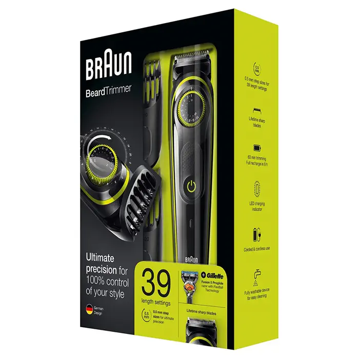 Braun BT 3041 Kablosuz Islak Kuru Saç Sakal Şekillendirici + Gillette Fusion5 ProGlide Hediye