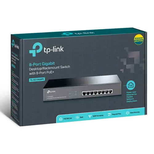 TP-Link TL-SG1008PE 8-Port Gigabit PoE+ Destekli 10/100/1000Mbps Desktop/Rackmount Yönetilemez Switch