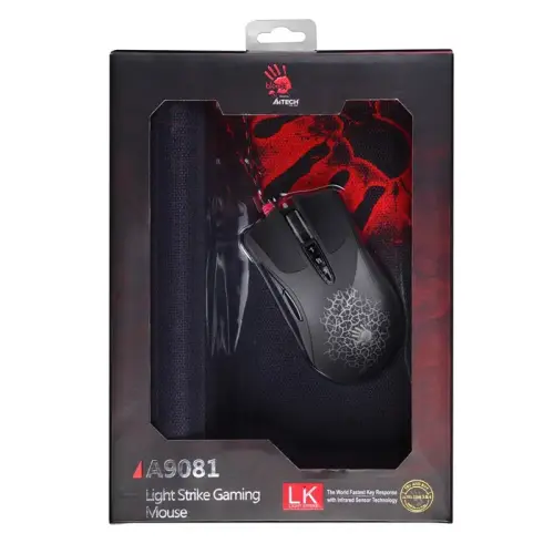 Bloody A9081 Multicore 4000CPI 8 Tuş Light Strike Gaming Mouse + Medium Gaming Mouse Pad (Bloody A90 Gaming Mouse + Bloody 081 Gaming Mouse Pad , Core Gun3 Özelliği Aktif)