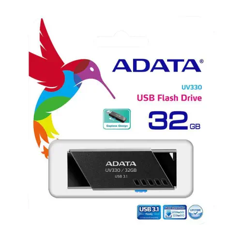 Adata UV330 AUV330-32G-RBK 32GB USB 3.1 Sürgülü Siyah Flash Bellek