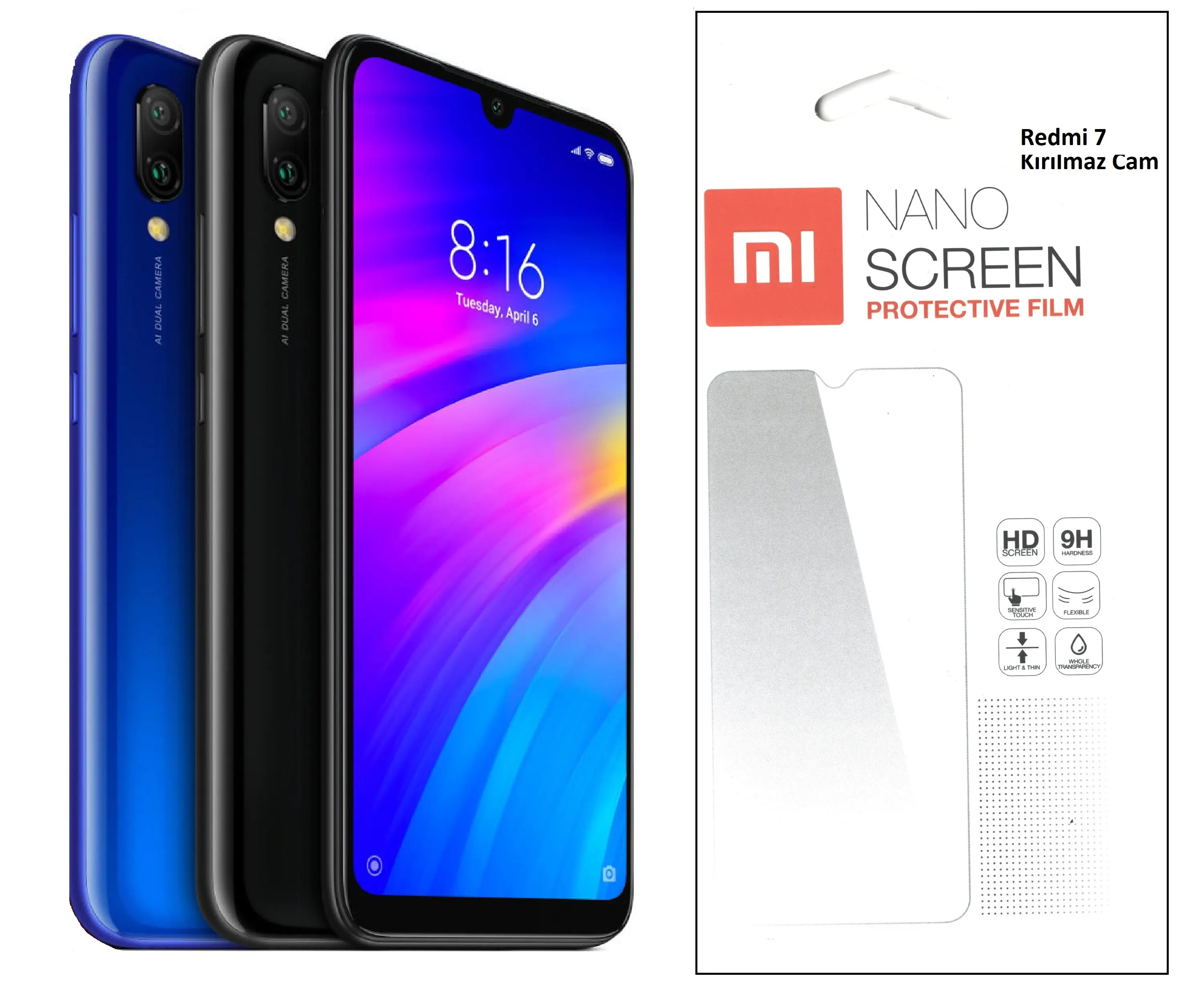 Xiaomi Redmi 7 için Nano Kırılmaz Cam Ekran Koruyucu