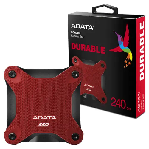 Adata SD600Q ASD600Q-240GU31-CRD 2.5” 240GB 440/430MB/s USB 3.2 Kırmızı Taşınabilir SSD Disk
