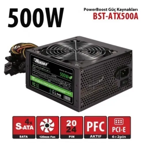 Power Boost BST-ATX500A 500W 80+ 12cm Power Supply