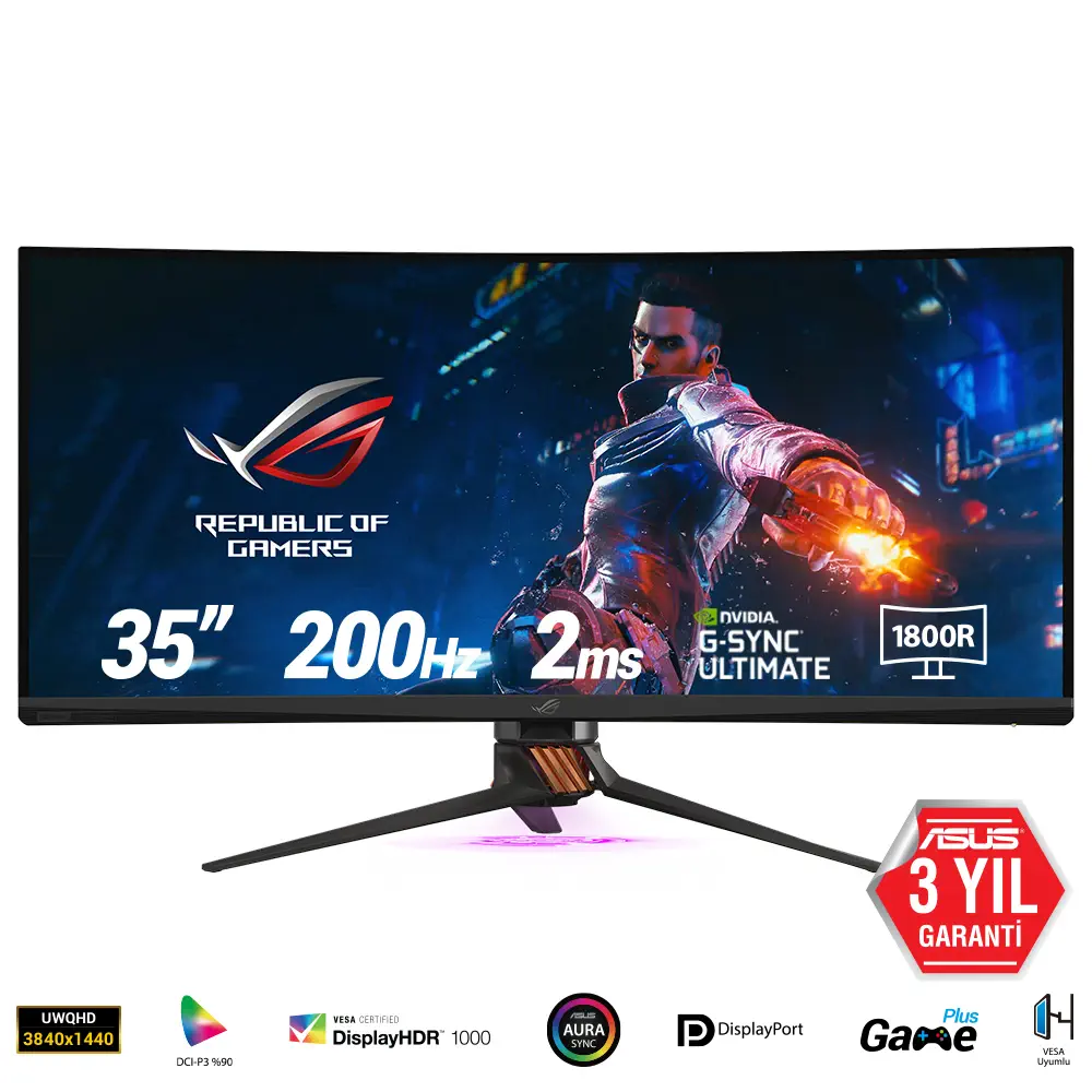 Asus Rog Swift PG35VQ 35″ 2ms 200Hz Nvidia G-Sync Flicker-Free VA Ultra-Wide QHD (3440x1440) Curved Gaming Monitör