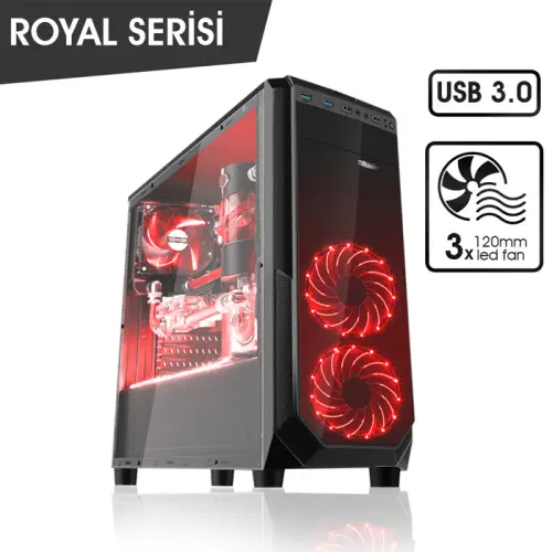 Power Boost Royal VK-G1002S USB 3.0 Pencereli ATX Mid-Tower Gaming Kasa