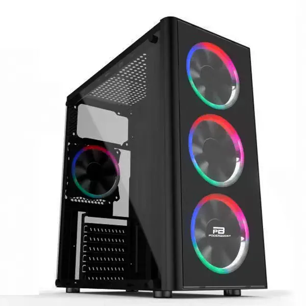 Power Boost VK-G2080C USB 3.0 Single Ring Rainbow Fan Pencereli ATX Siyah Mid-Tower Gaming Kasa