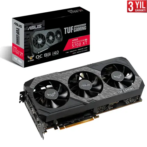 Asus Tuf 3-RX5700XT-O8G-Gaming AMD Radeon RX 5700 XT 8GB GDDR6 256Bit DX12 Gaming Ekran Kartı