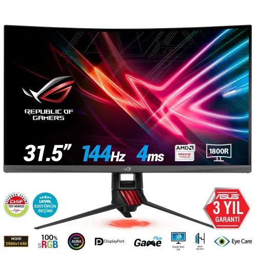 Asus ROG XG32VQ 31.5″ Swift WQHD (2560 x 1440) 144Hz 4ms Aura Sync Oyuncu Monitörü