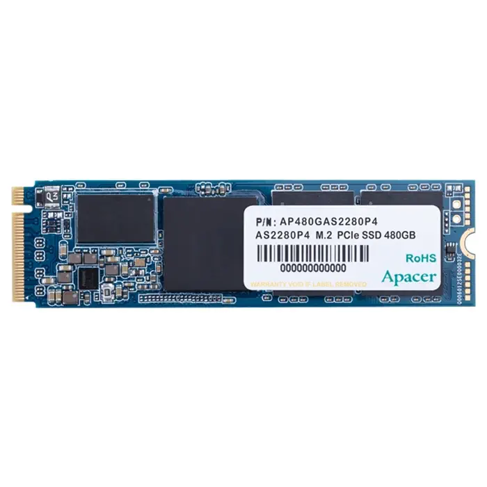 Apacer AS2280P4 480GB 2100/1500MB/s NVMe PCIe Gen3x4 M.2 SSD Disk (AP480GAS2280P4-1)