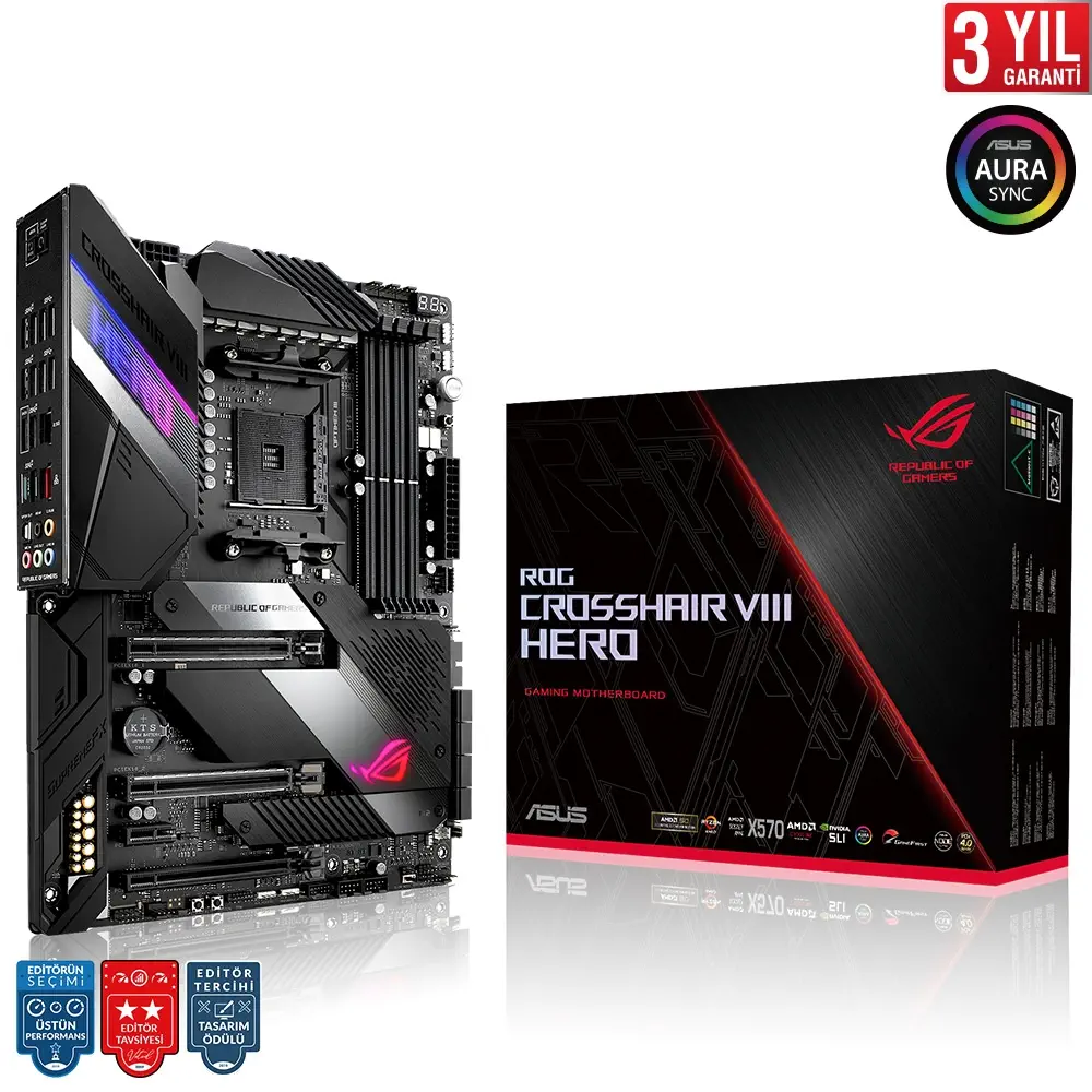 Asus ROG Crosshair VIII Hero AMD X570 Soket AM4 DDR4 4800(OC)MHz ATX Gaming Anakart