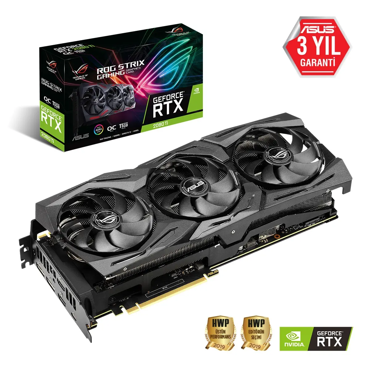 Asus ROG-Strix-RTX2080Ti-O11G-Gaming GeForce RTX 2080 Ti 11GB GDDR6 352Bit DX12 Gaming Ekran Kartı