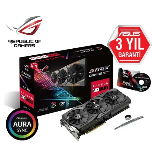 Asus ROG-Strix-RX580-T8G-Gaming AMD Radeon RX 580 8GB GDDR5 256Bit DX12 Gaming Ekran Kartı