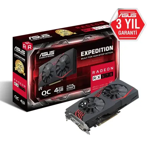 Asus EX-RX 570-O4G Expedition Radeon RX 570 OC 4GB GDDR5 256Bit DX12 Ekran Kartı