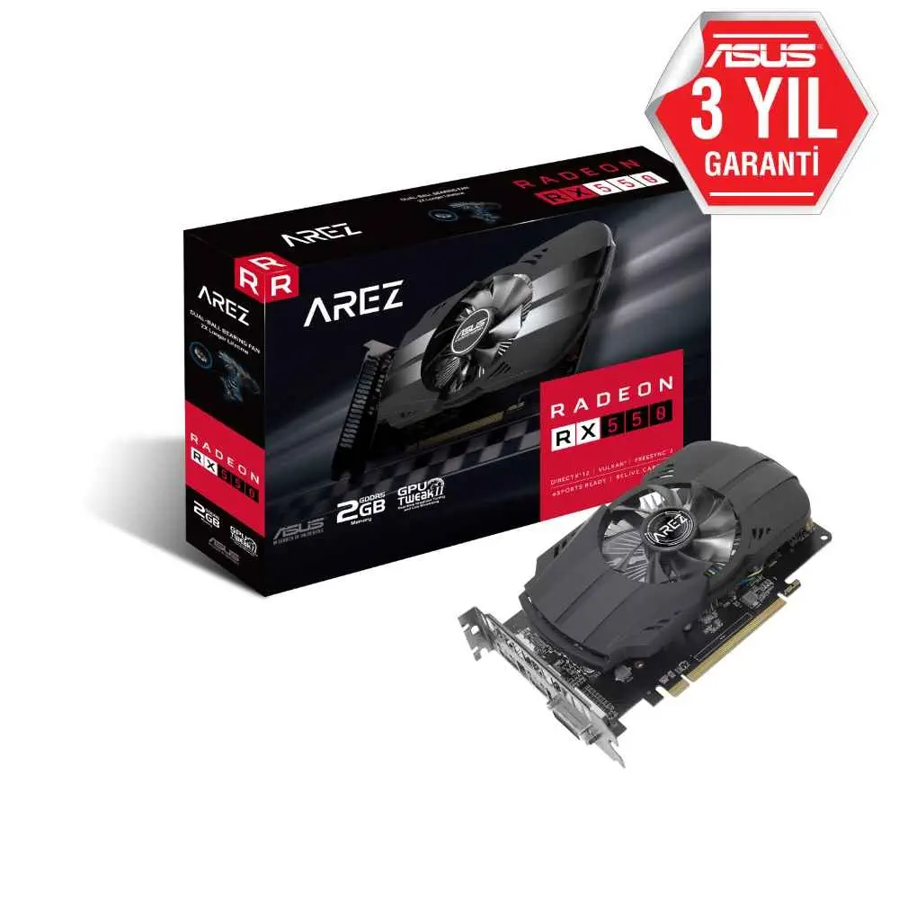 Asus AREZ-PH-RX550-2G Radeon RX 550 2GB GDDR5 128Bit DX12 Ekran Kartı