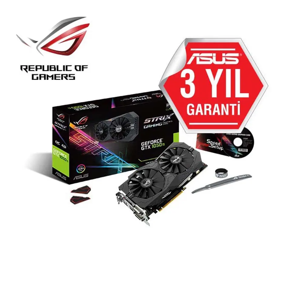 Asus Strix-GTX 1050Ti-O4G Gaming 4GB 128Bit DDR5 Gaming (Oyuncu) Ekran Kartı