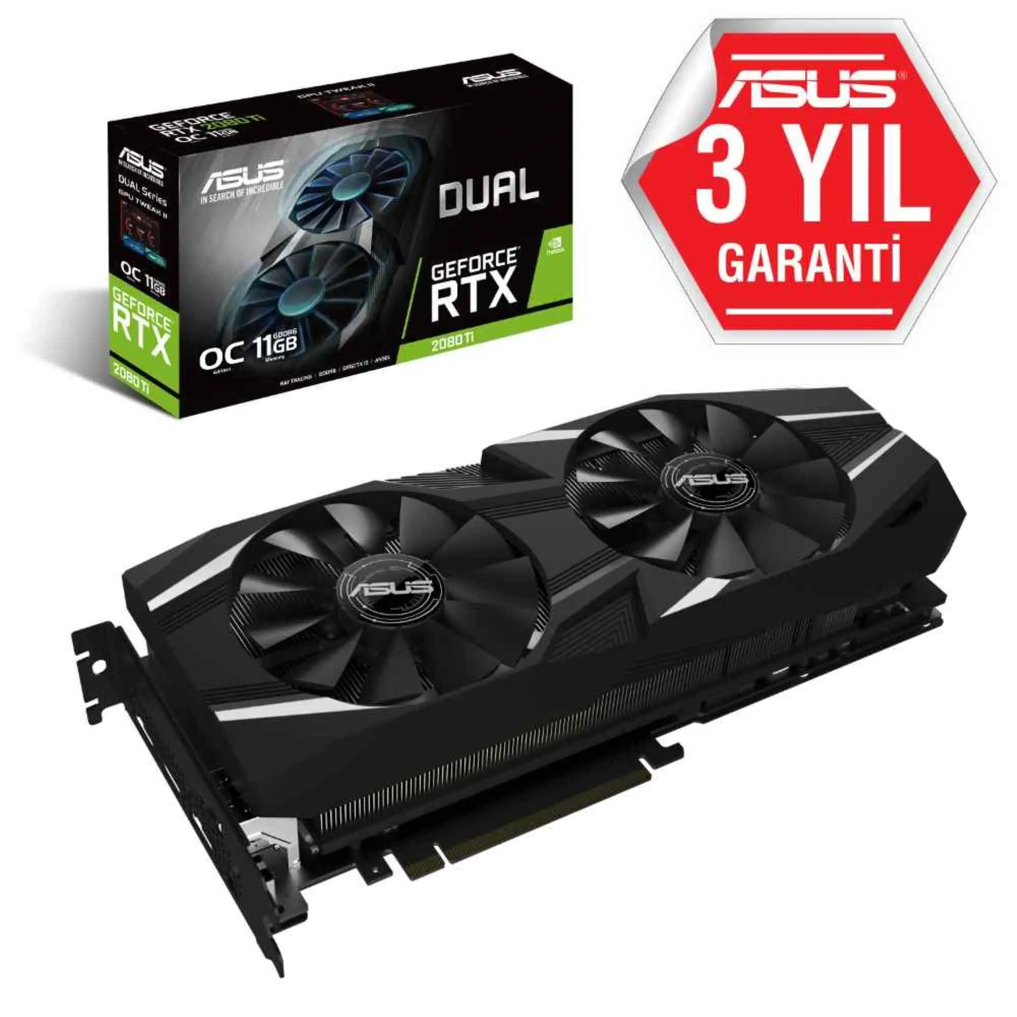 Asus Dual-RTX2080TI-O11G GeForce RTX 2080 Ti OC Edition 11GB GDDR6 352Bit DX12 Gaming Ekran Kartı