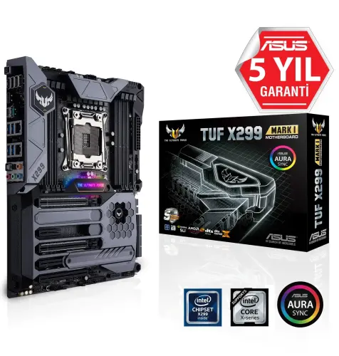 Asus TUF X299 Mark 1 Intel X299 Soket 2066 DDR4 4133(OC)MHz ATX Gaming Anakart