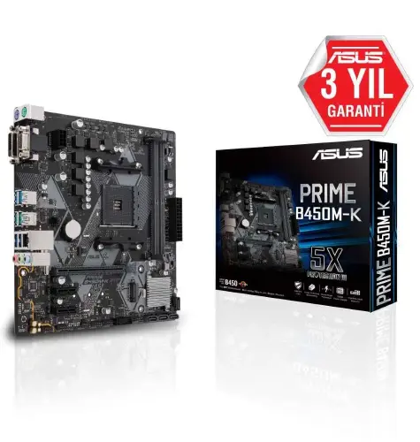 Asus Prime B450M-K AMD B450 Soket AM4 DDR4 4400(OC)MHz mATX Gaming(Oyuncu) Anakart