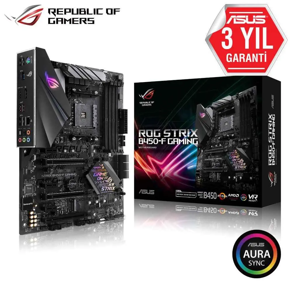 Asus Rog Strix B450-F Gaming AMD B450 Soket AM4 DDR4 4400(OC)MHz ATX Gaming(Oyuncu) Anakart