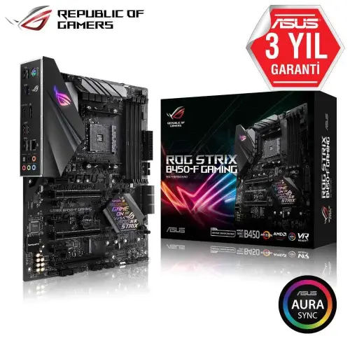 Asus Rog Strix B450-F Gaming AMD B450 Soket AM4 DDR4 4400(OC)MHz ATX Gaming(Oyuncu) Anakart